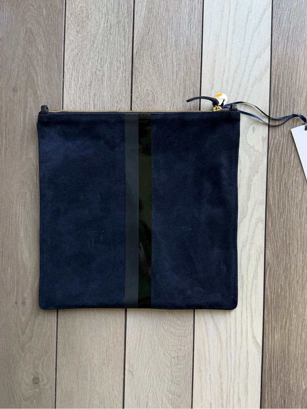 CLARE V. Greta Navy Suede Foldable Clutch Bag